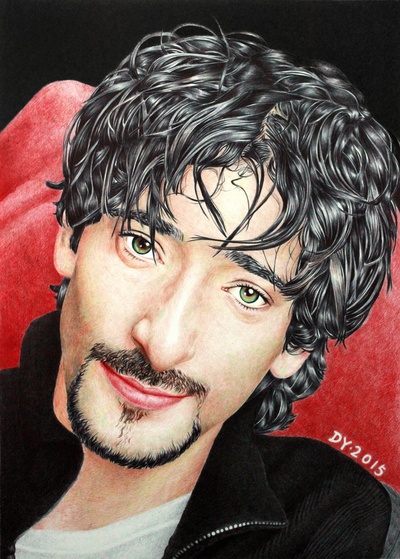 艾德里安·布洛迪的写真-彩色圆珠笔手绘