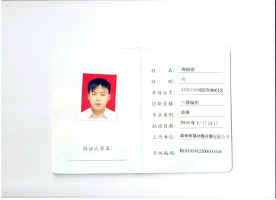 唐晓春的写真-职称证